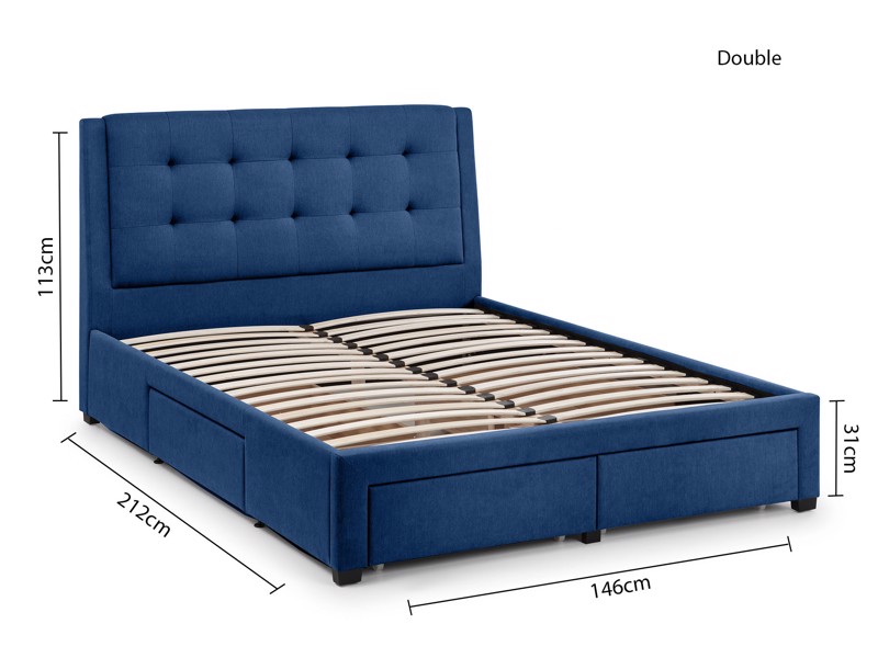 Land Of Beds Selena Blue Fabric Bed Frame6