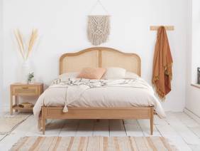 Land Of Beds Paris Oak Wooden Double Bed Frame2