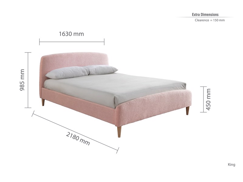 Land Of Beds Teddy Blush Pink Fabric Double Bed Frame10