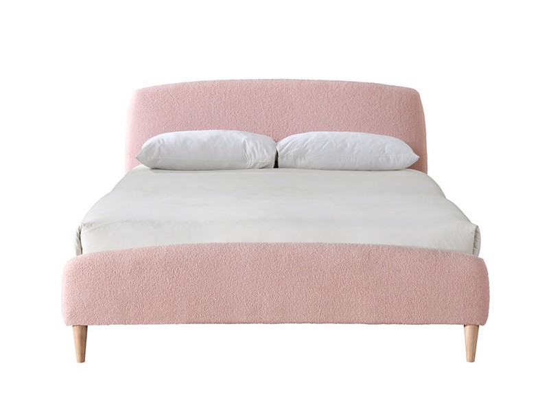 Land Of Beds Teddy Blush Pink Fabric Double Bed Frame4