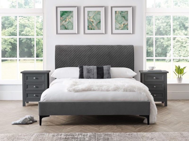 Land Of Beds Lyra Grey Fabric Bed Frame1