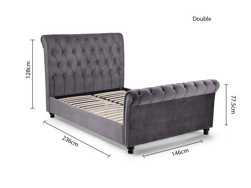 Land Of Beds Chandra Grey Fabric Bed Frame7