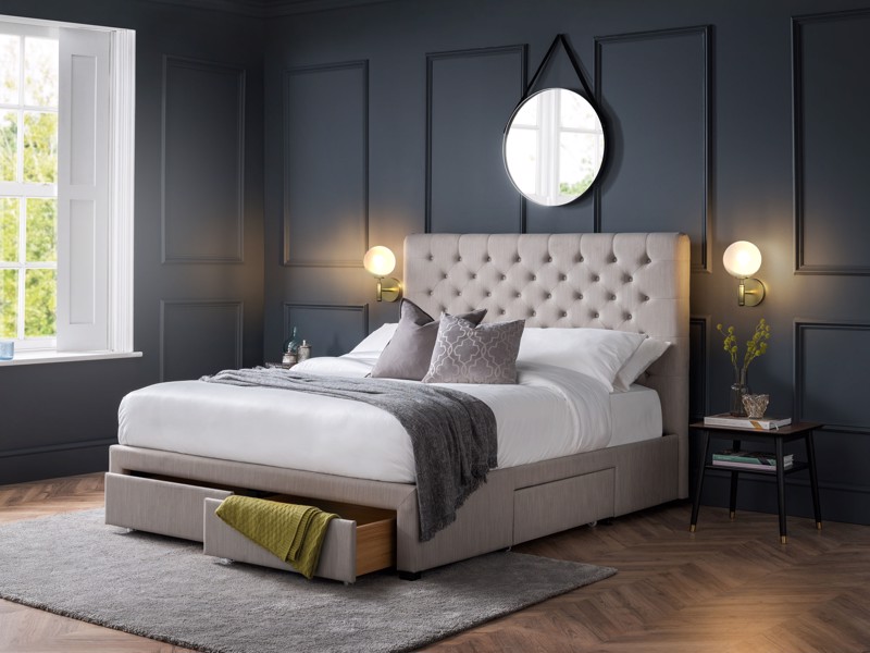 Land Of Beds Cordelia Grey Fabric Bed Frame2