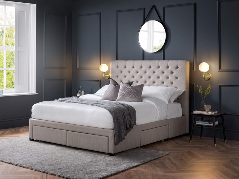 Land Of Beds Cordelia Grey Fabric Bed Frame1