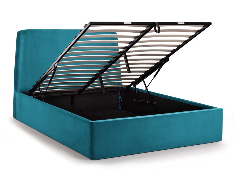 Land Of Beds Esther Teal Fabric King Size Ottoman Bed3