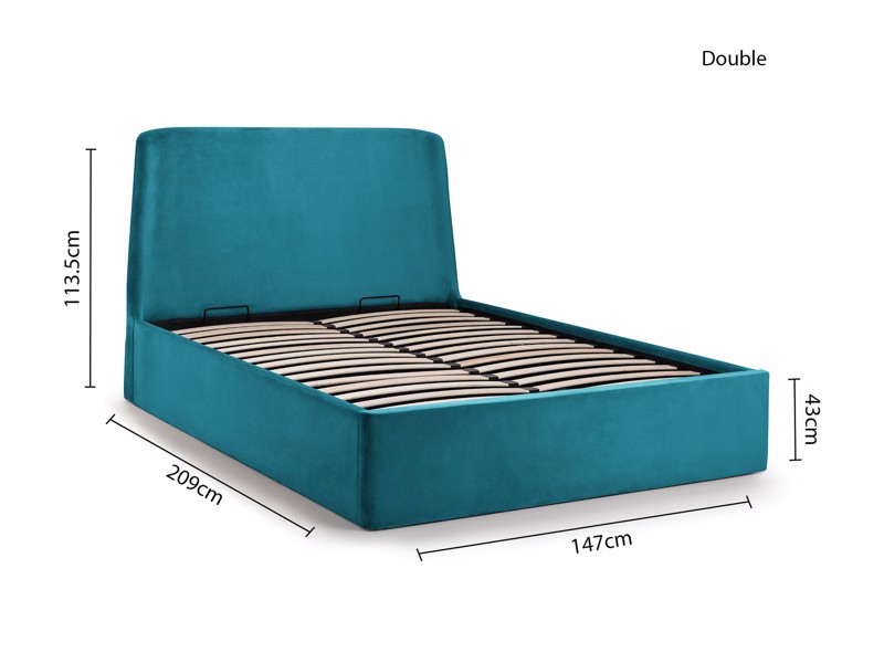 Land Of Beds Esther Teal Fabric King Size Ottoman Bed7