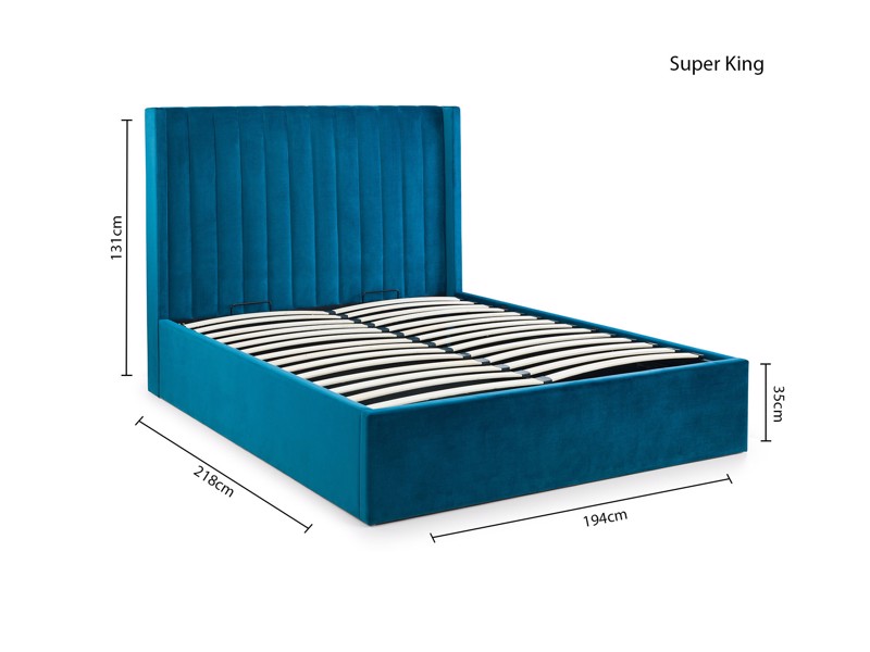 Land Of Beds Leya Teal Fabric Ottoman Bed8