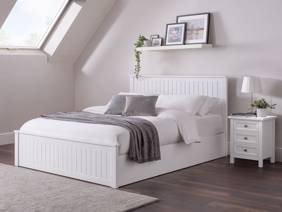 Land Of Beds Elara White Wooden Ottoman Bed1