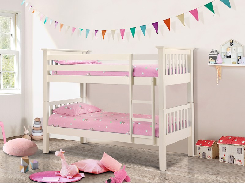 Land Of Beds Leyton Stone White Wooden Bunk Bed1