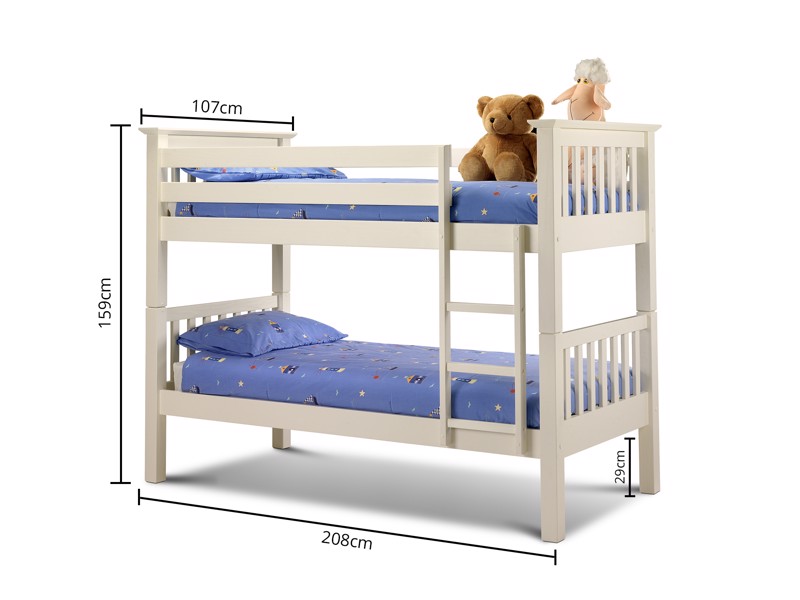 Land Of Beds Leyton Stone White Wooden Bunk Bed4