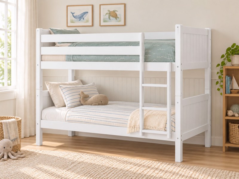 Land Of Beds Acer White Wooden Bunk Bed3