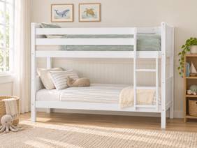 Land Of Beds Acer White Wooden Bunk Bed1