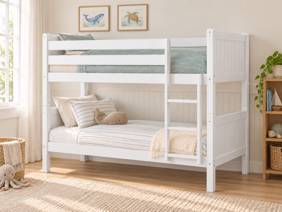 Land Of Beds Acer White Wooden Bunk Bed3