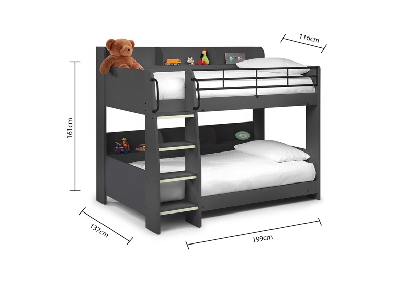 Land Of Beds Paddington Dark Grey Wooden Bunk Bed5