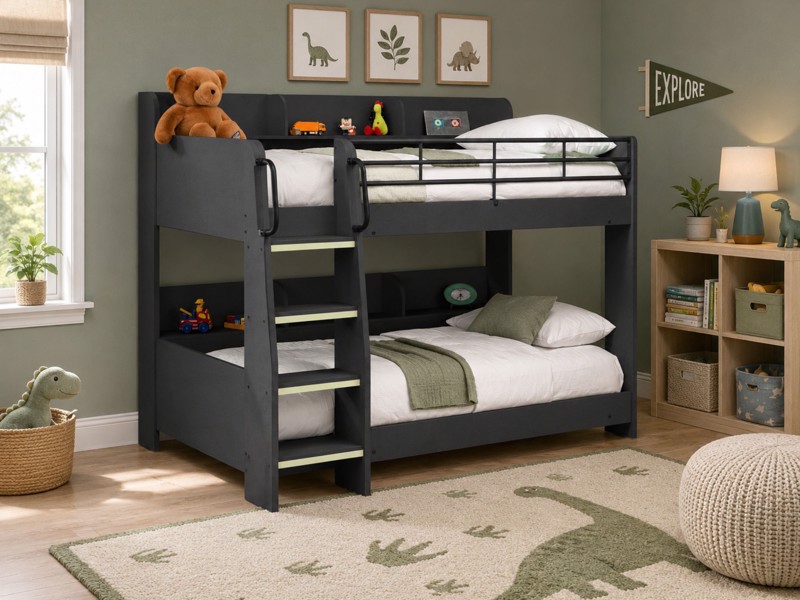 Land Of Beds Paddington Dark Grey Wooden Bunk Bed1