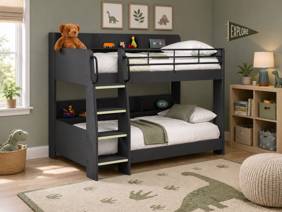 Land Of Beds Paddington Dark Grey Wooden Bunk Bed1