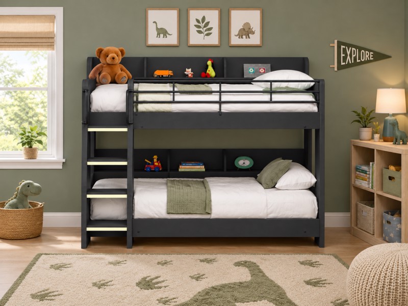 Land Of Beds Paddington Dark Grey Wooden Bunk Bed2