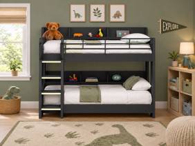 Land Of Beds Paddington Dark Grey Wooden Bunk Bed2