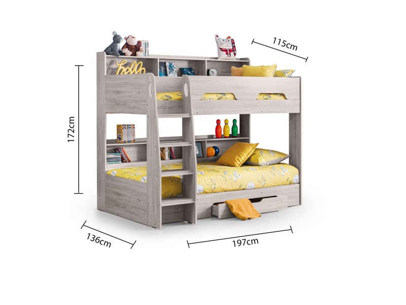 Land Of Beds Kingsbury Grey Oak Wooden Bunk Bed6
