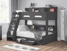 Land Of Beds Kingsbury Dark Grey Wooden Triple Bunk Bed1