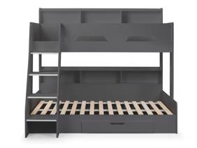 Land Of Beds Kingsbury Dark Grey Wooden Triple Bunk Bed3