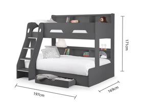 Land Of Beds Kingsbury Dark Grey Wooden Triple Bunk Bed4