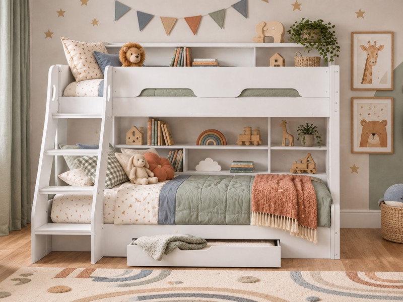 Land Of Beds Kingsbury White Wooden Triple Bunk Bed2