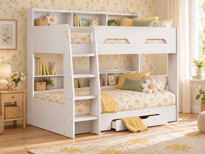 Land Of Beds Kingsbury White Wooden Bunk Bed1