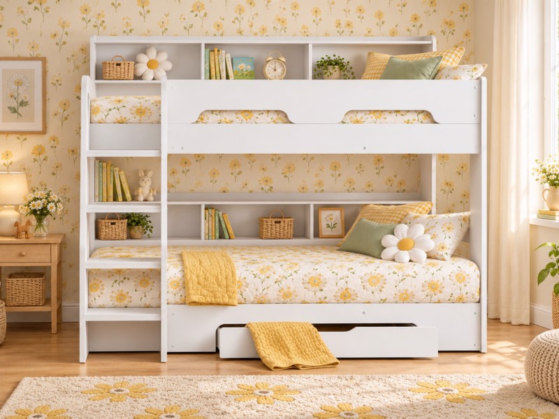 Land Of Beds Kingsbury White Wooden Bunk Bed3