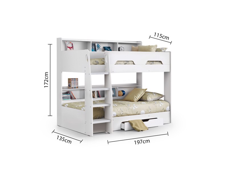 Land Of Beds Kingsbury White Wooden Single Bunk Bed4