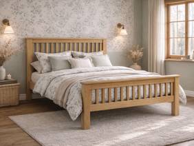 Land Of Beds Marlow High Footend Oak Wooden Bed Frame1