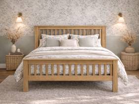 Land Of Beds Marlow High Footend Oak Wooden Bed Frame2