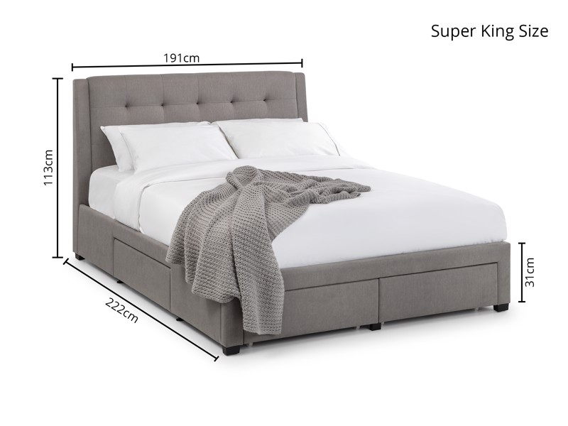 Land Of Beds Selena Grey Fabric Super King Size Bed Frame7