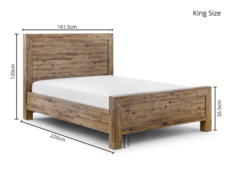 Land Of Beds Lennox Oak Finish Wooden King Size Bed Frame6