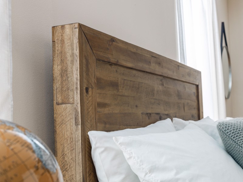 Land Of Beds Lennox Oak Finish Wooden Bed Frame2