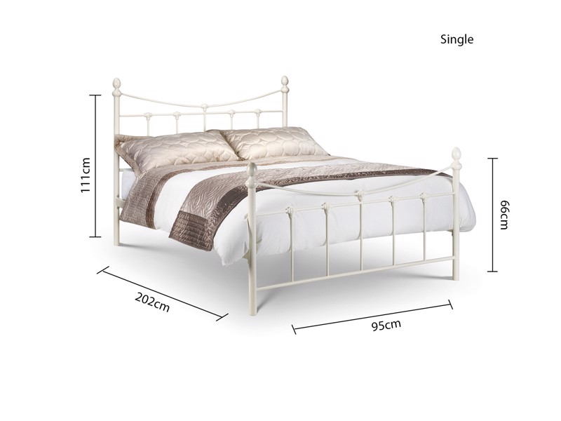 Land Of Beds Sloane Stone White Metal Single Bed Frame4