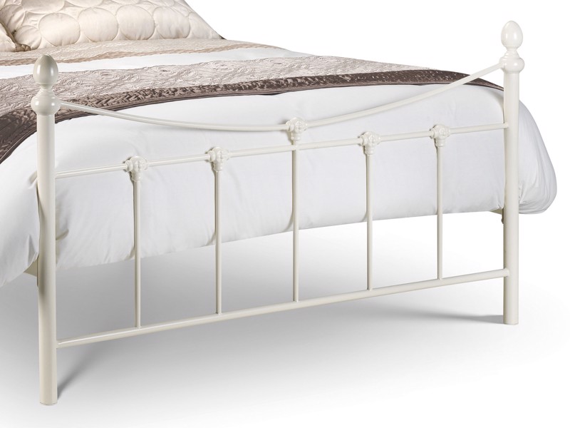 Land Of Beds Sloane Stone White Metal Double Bed Frame4