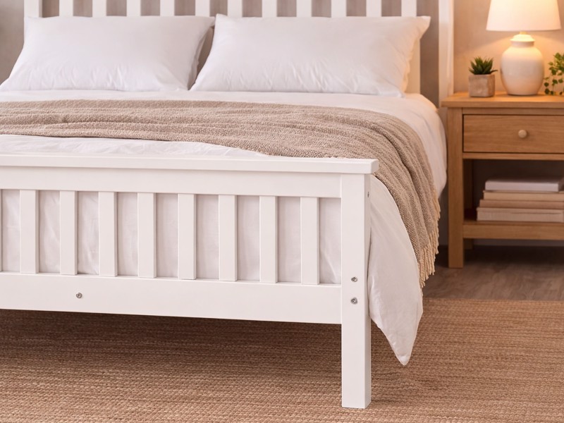 Land Of Beds Harper White Wooden Single Bed Frame3