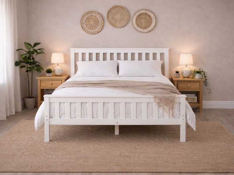Land Of Beds Harper White Wooden Bed Frame2
