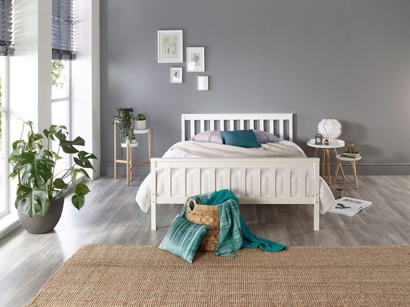 Land Of Beds Harper White Wooden Bed Frame2