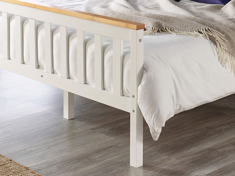 Land Of Beds Harper Two Tone White Wooden Double Bed Frame3