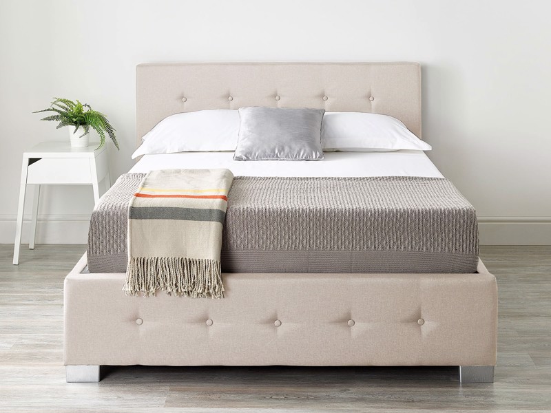 Land Of Beds Lola Beige Fabric King Size Ottoman Bed3