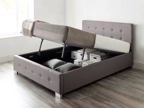 Land Of Beds Lola Grey Fabric King Size Ottoman Bed5