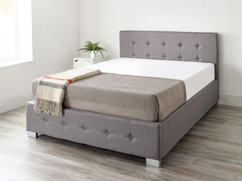 Land Of Beds Lola Grey Fabric Double Ottoman Bed1