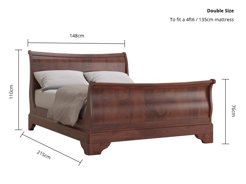 Land Of Beds Rayleigh Cherrywood Finish Wooden Bed Frame4