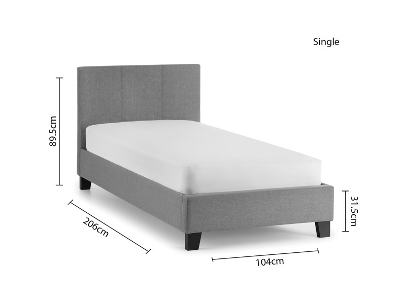 Land Of Beds Bloom Grey Fabric Single Bed Frame5