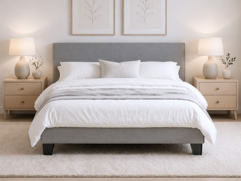 Land Of Beds Bloom Grey Fabric Bed Frame2