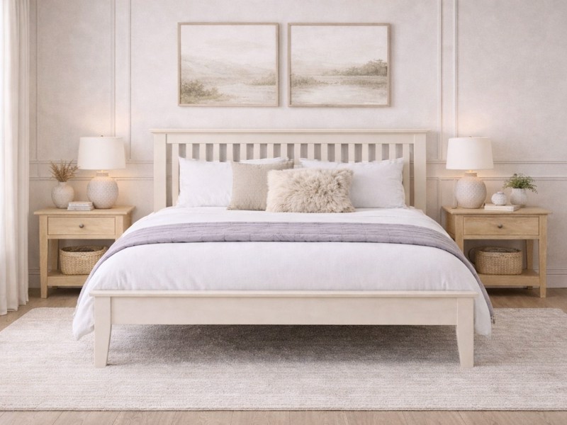 Land Of Beds Kilburn Ivory Wooden Bed Frame2