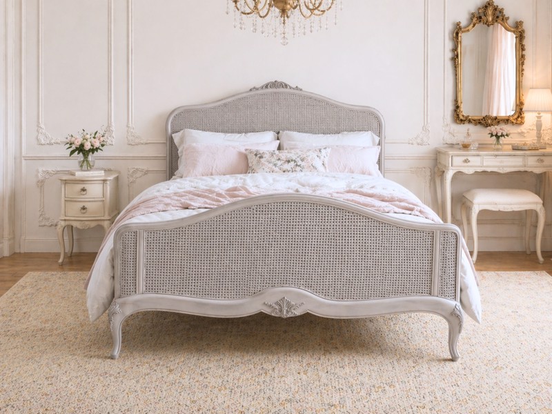 Land Of Beds Claremont Rattan Grey Wooden Bed Frame2