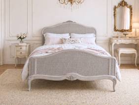 Land Of Beds Claremont Rattan Grey Wooden Bed Frame2